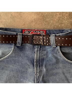 American Western vintage studded brown style indie boho indie belt. 41 inches